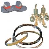 (2) Pair Cowgirl Earrings and 3 Bracelets