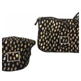 NWT Whittall& Shon Black/Gold Hat & Purse