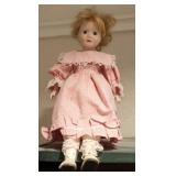 Vintage Porcelain Doll & Stand