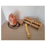 Himalayan salt lamp and massagers