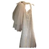 NWT, White and Silver Halter Top Dress Size 8