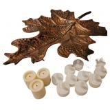 Fuax Votive Candles & Maple Leaf Centerpiece