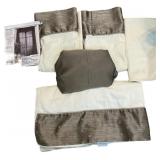 Queen Size Shams, Fitted Sheet, Window Scarfs