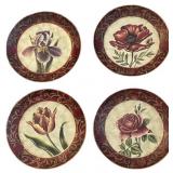 (4) Kirklands Fresh Floral Decor Plates (10in)