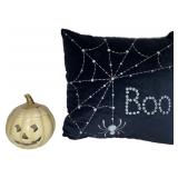 Small Halloween Pillow and Pumpkin