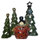 Christmas Trees and Snowman Tea Light Candle