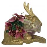 19x21 in. Paper Mché Deer with Faux Flowers