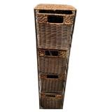 7x7x36in Wicker Storage Stand with Baskets