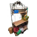 Wicker and Metal Bakers Rack