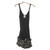 Yoana Baraschi Black and Tan Ruffle Dress Sz 4