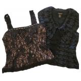 (2) Black Lace Don Caster Tops Sz Small