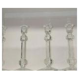 (4) Heavy Crystal Candlestick Holders + Votive