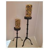 Tiger print candles on candlesticks