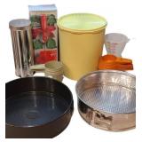 Tupperware and baking items