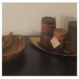 Wood Bowl w/Spoon & Candles & Tray