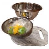 Cutting board and strainer