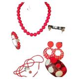 Red and White with Rhinestone Jewelry
