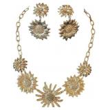 Silver Sunflower Earrings and Necklace