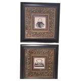 (2) 15x15in Fancy Framed Fashion Accessory Wall