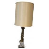 Metal & Marble Lamp 34.75" w/Shade