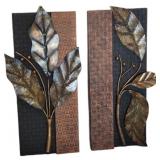 (2) 35x13in Metal Leaf Wall Decor