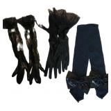 (3) Pair Black Lace Gloves