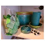 Teal and green décor