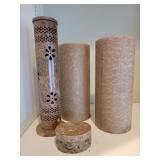 Stone containers and candles