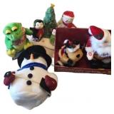 Long Plastic Bin With Christmas Stuffed Animals