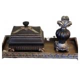 Metal Tray, Lidded Box + Small Piece