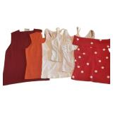 (6) Vintage Red, Orange, and White Tops