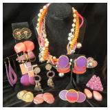 10 Plus Vintage Purple and Pink Earrings and