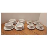 (4) Soup Mugs & Saucers + (4) Fitz & Floyd Cups &