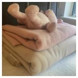(2) Blankets & A Vintage Teddy Bear
