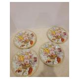 (8) Metal Floral Plates