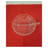 Divided Relish Dish w/ Etched Flowers