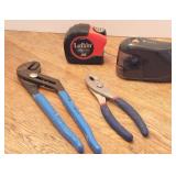 (2) Prs Of Pliers, Tape Measure & Pencil Sharper