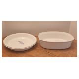 (2) CorningWare 9.5" Pie Plates + 11" Oval