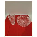 Cut Crystal Glass Bowl and Vase