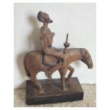 Hand Made in Spain Hand Carved Wood Man on Horse