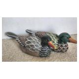 (2) 8in Long Hand Painted Wooden Mallards