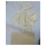 Handmade Baby Sweater, Booties, Hat and Burp