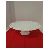 14in White Glass Pedestal Cake Stand