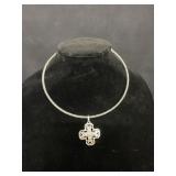 Silver Tone Cross Chocker