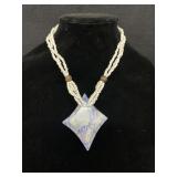 Large Diamond Shaped Pendant Necklace