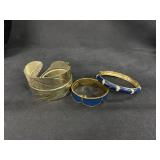 (3) Blue and Gold Bracelets