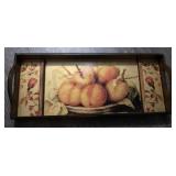 Vintage  Wooden & Glass Serving Tray