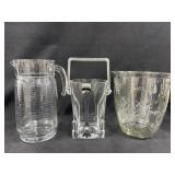 Glass Pitcher & Plastic Ice Buckets