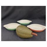 (3) Garden Ridge Oval Stoneware & Guacamole Dish
