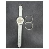 Fashion Watch and Hoop Earrings